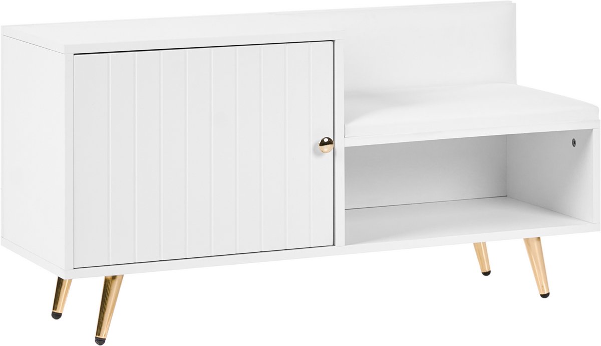 KELOWNA - Schoenenbankje - Wit/Goud - Spaanplaat