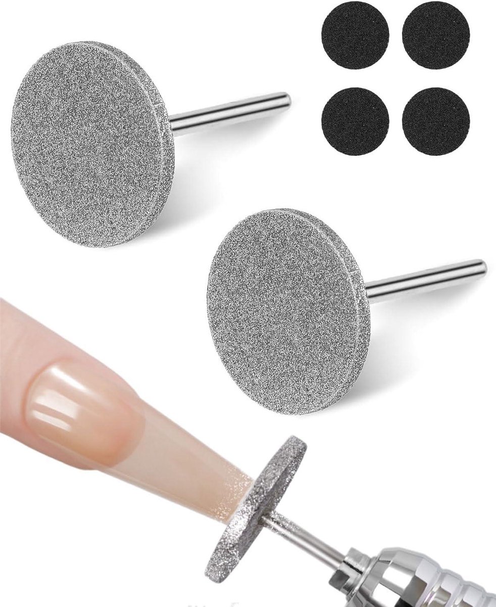 Nagelfrees opzetstukken - Schuurschijven set - Dode huid verwijderen - Professioneel schuurpapier - 20 mm schijven - Zilverkleurig