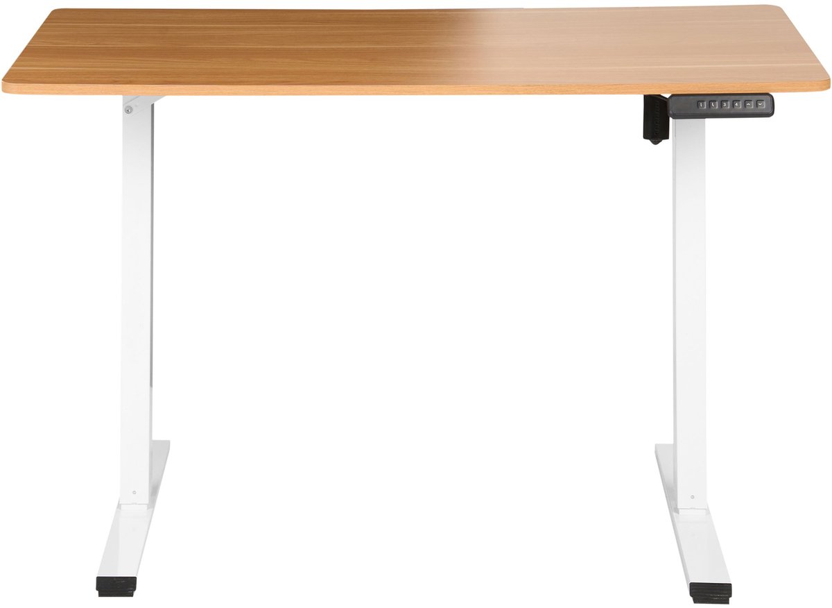 TAVARES - Elektrisch verstelbaar bureau - Lichtbruin/Wit - Vezelplaat
