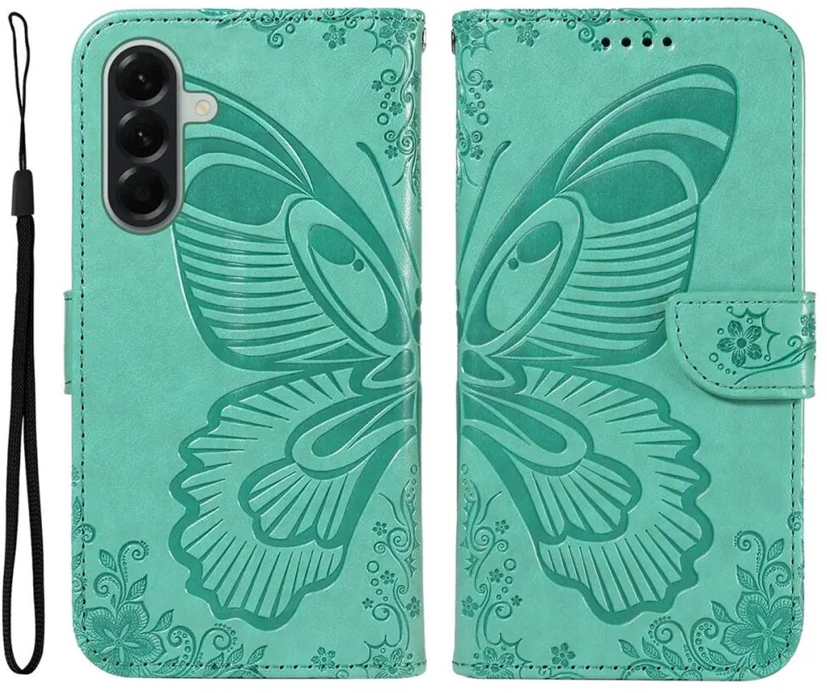 Hoesje Geschikt voor Samsung Galaxy A57 | Wallet Vlinder Book Case Kunstleer | Portemonnee | Standaard | Groen