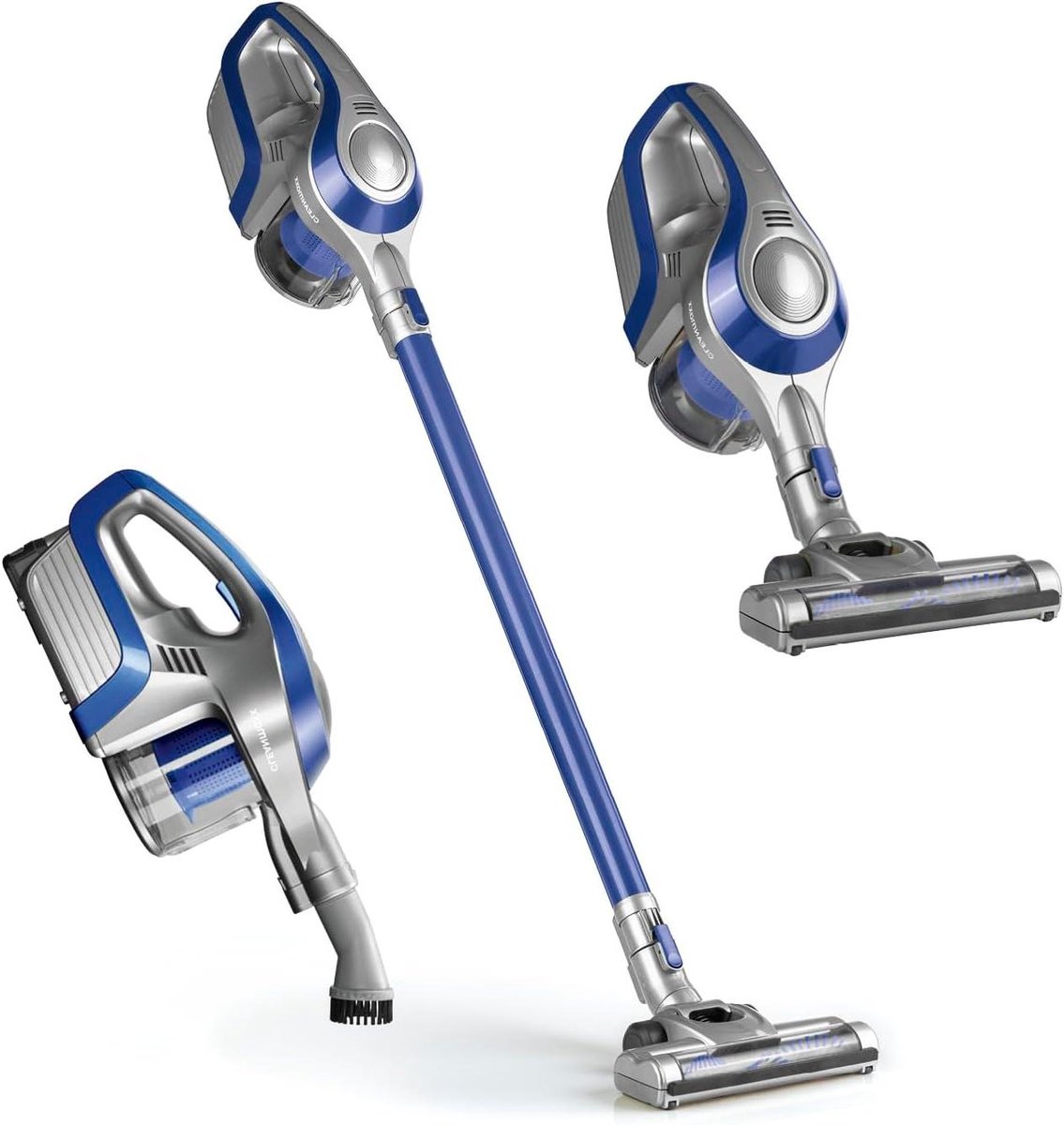 Accu stofzuiger - Draadloos model - Huis reinigen - 2-in-1 functie - 150 watt - Blauw grijs