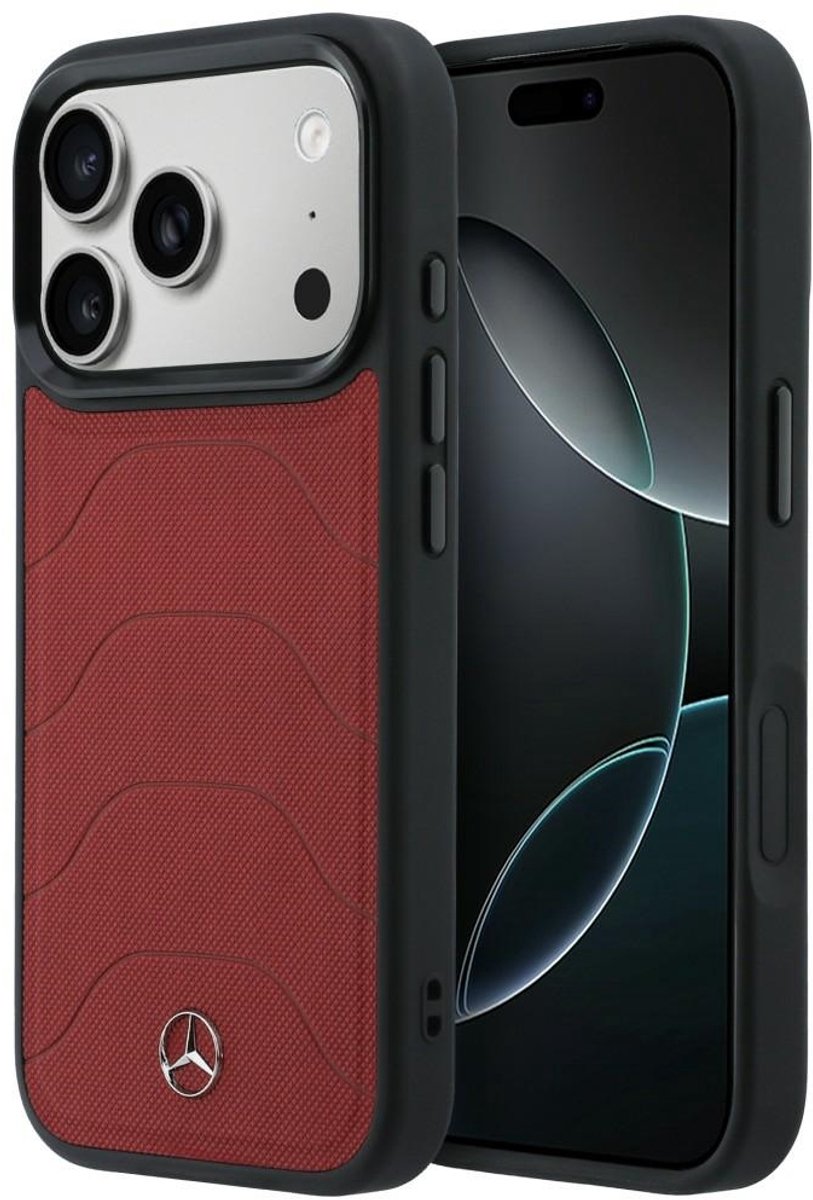 Mercedes Leather Mesh with Bow Line MagSafe Hoesje voor iPhone 17 Pro Max Rood