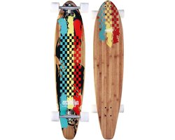 Bamboo Longboard - Cruiser Board - Stabiel Rijden - Kicktail Deck - 100 cm - Rood Geel Groen