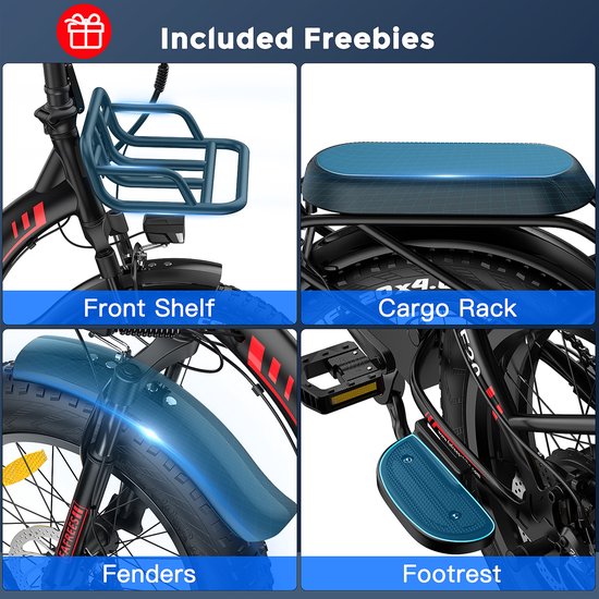 FAFREES F20 MAX Opvouwbare Elektrische Fiets - 48V 30Ah Accu, 160km Bereik, 20"x4.0" Vetbanden, 7-Speed Shimano, Dubbel Geveerd van FAFREES — afbeelding 2