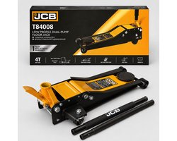 JCB Professionele Hydraulische Krik - 4 ton - Garagekrik Lage Profiel Krokodiltype, met 2 Pompen en Pedaal - 75mm - 505mm