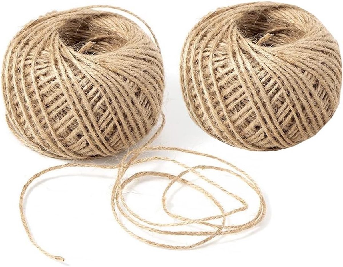 Jute touwset van 2 stuks voor creatief knutselen, tuinprojecten en kerstcadeaus verpakken