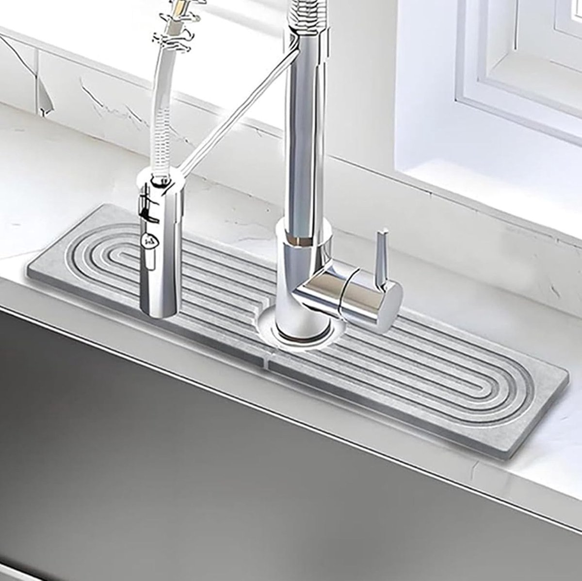 Praktische Afvoermat voor Keuken en Badkamer, 40 x 10 cm, Sneldrogend, Super Absorberend en Antislip, Ideaal voor Onder de Kraan en Werkblad