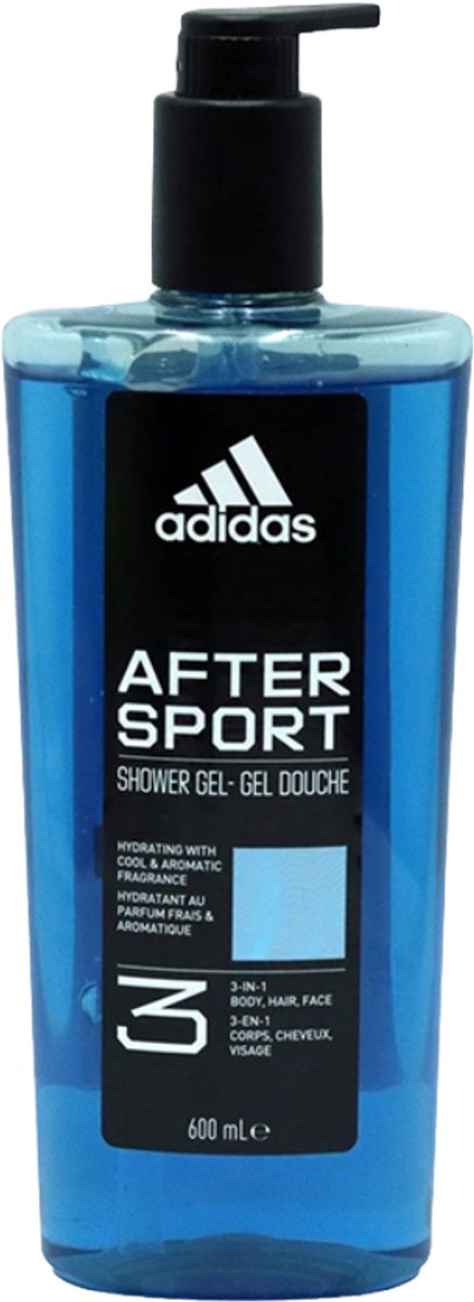 Adidas After Sport 3-in-1 Douchegel met Pomp – Lichaam, Gezicht & Haar – 600 ml
