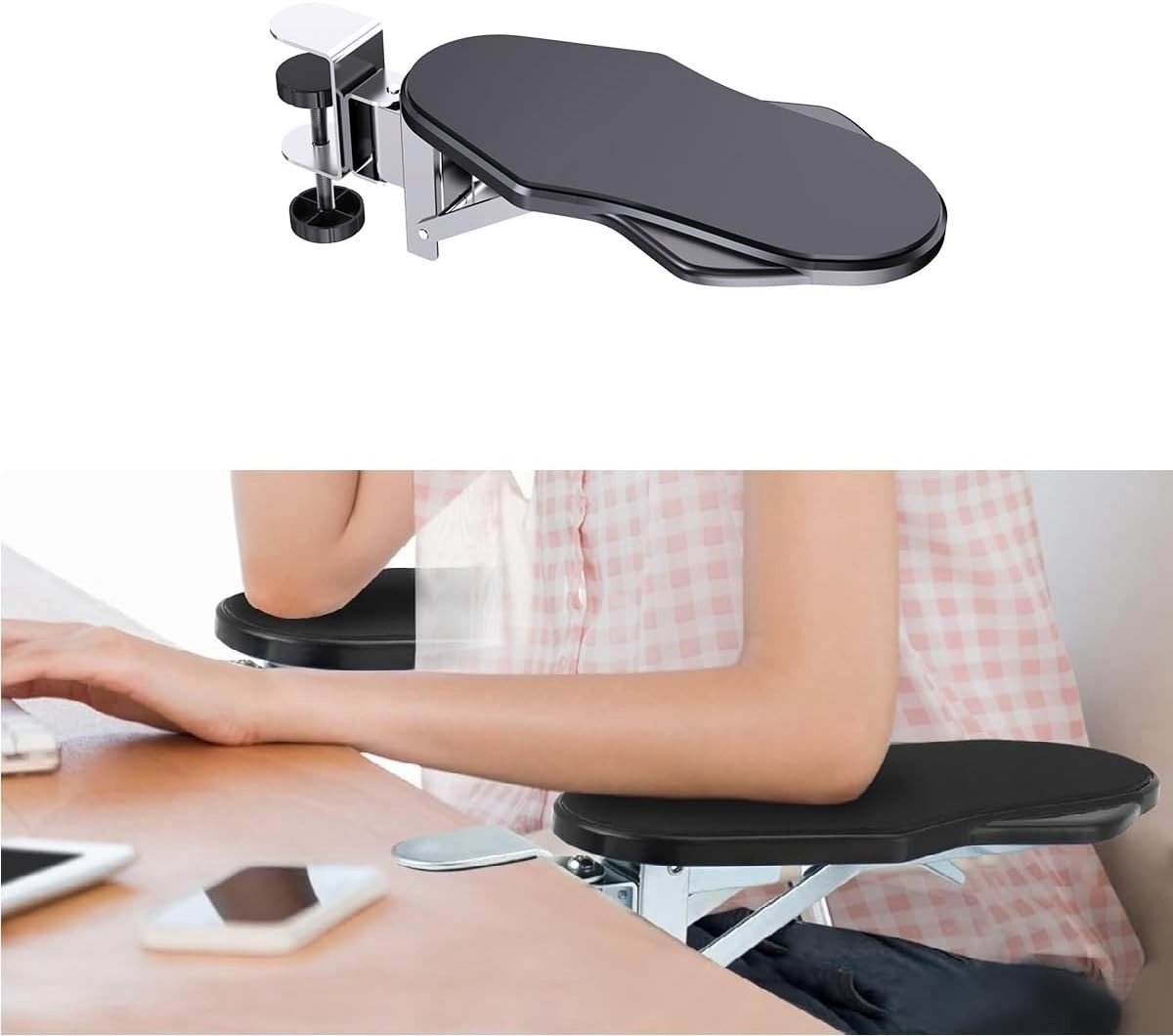 Ergonomische Armsteun voor Bureau, Verstelbare Elbow Rest met 90° Vouw en 180° Rotatie, Ideaal voor Thuiswerk en Comfortabel Werken