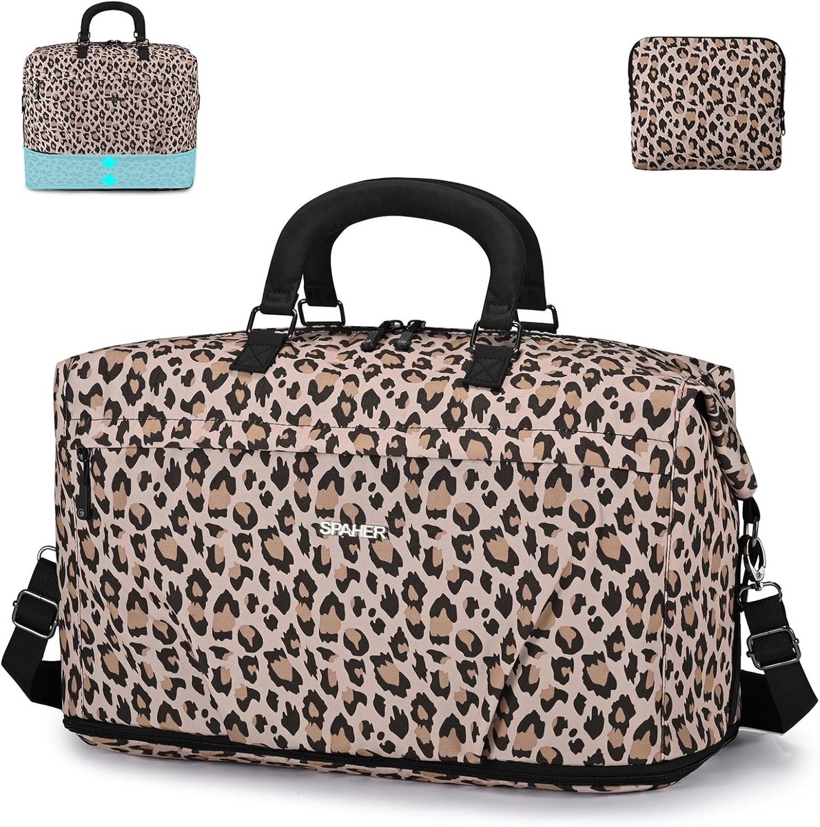Uitbreidbare en Vouwbare Reistas met Vochtige Vakken - 40L Weekender Bag voor Dames, Waterdichte Sporttas voor Fitness en Vliegtuigreizen