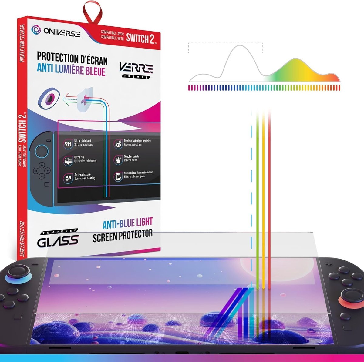 Oniverse Tempered Glass Switch 2 - Tempered Glass Screen Protector 9H Anti-Blue Light, Ultra-Thin, Fingerprint-Proof - ShopVlot