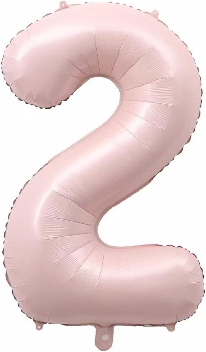 SnelShoppen - 40 Inch Roze Crème Foil Ballon Cijfer 2 voor Verjaardag, Giga Getal Ballon voor Meisjes en Jongens Feestdecoratie, Hoogwaardige Aluminiu