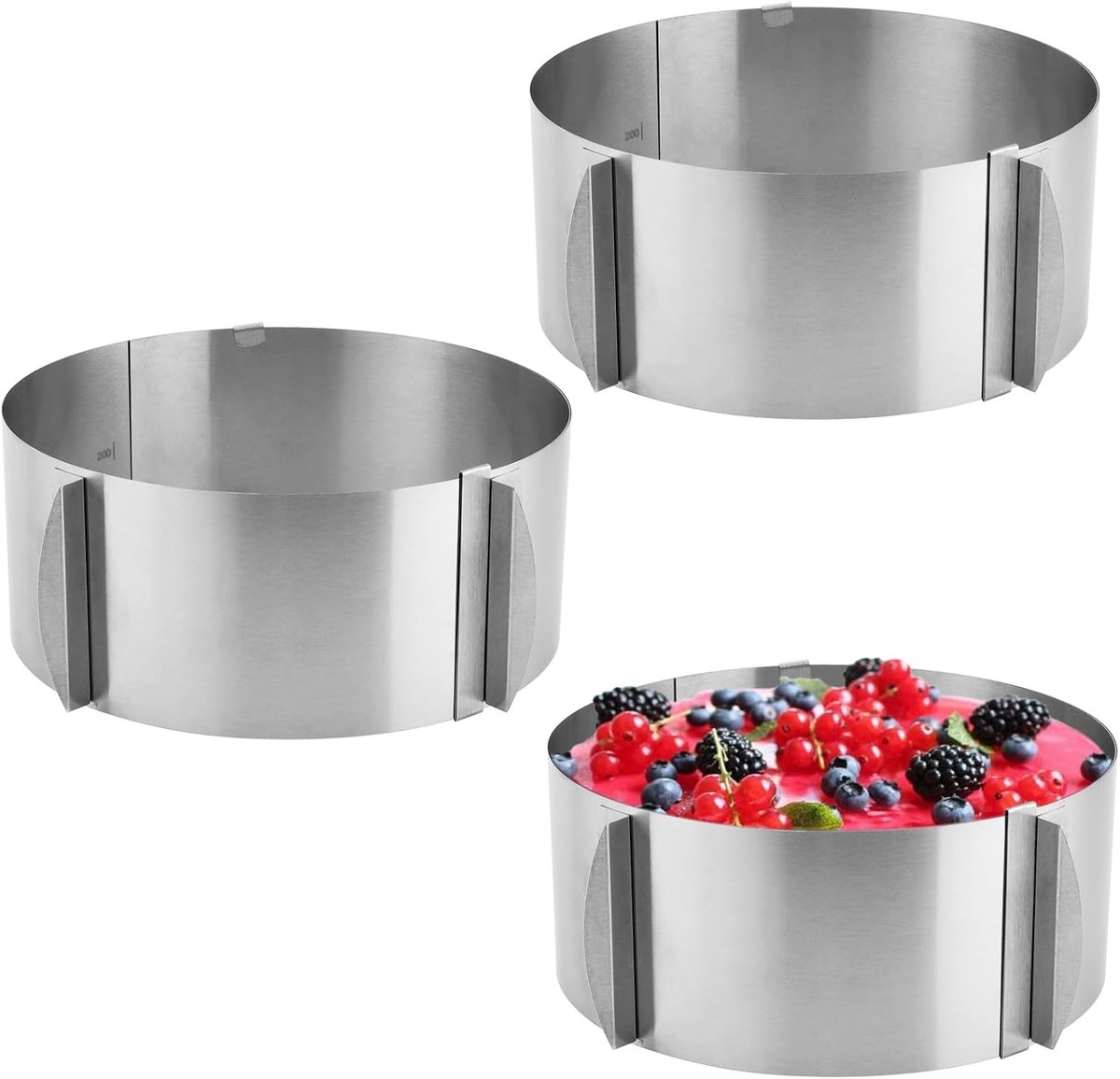 3-delige verstelbare taartvorm set van 6-12 inch, roestvrijstalen ronde bakring voor taarten, mousse en crumpets