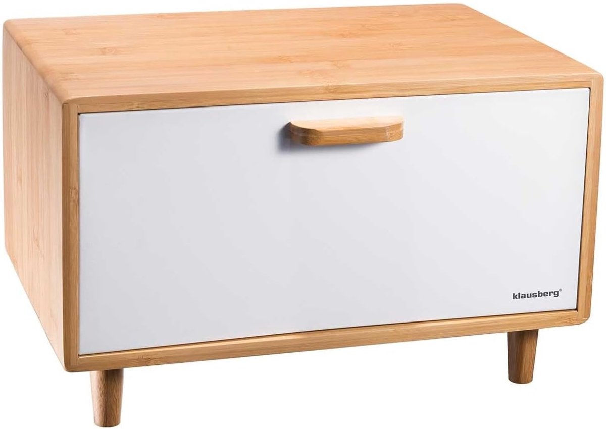 Thijox - Broodtrommel - Wit - Bamboe - Duurzaam - Modern Design - Keukenaccessoire - Ideaal voor Vers Brood - Ruimtebesparend - Stijlvolle Organisatie