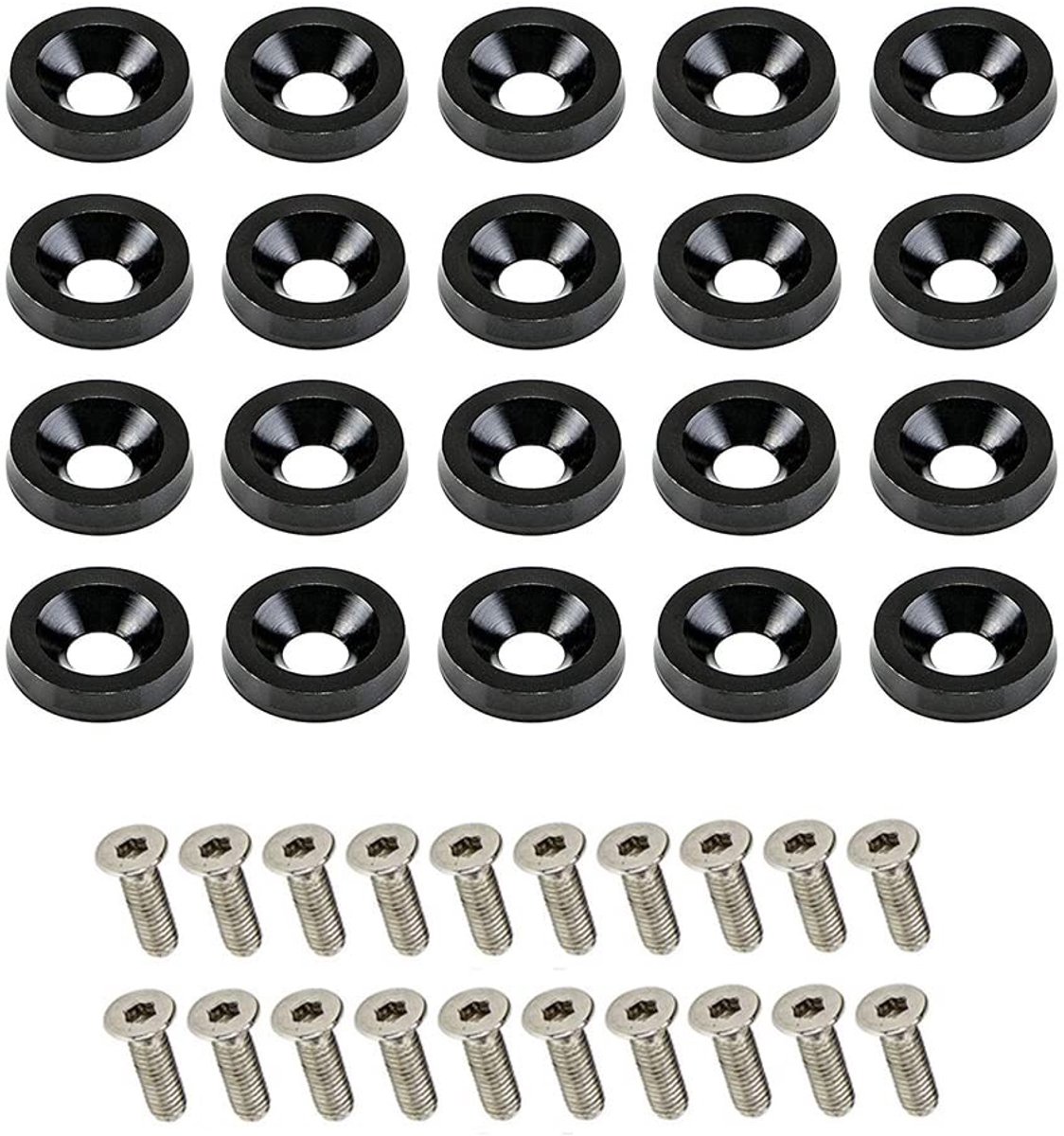 Dailygoods- Bumper Washer Kit 20 stuks - Aluminium/Roestvrij Staal - Bumper Ring - Schroef - Corrosiebestendig - Hoogwaardig Materiaal - Schroefset