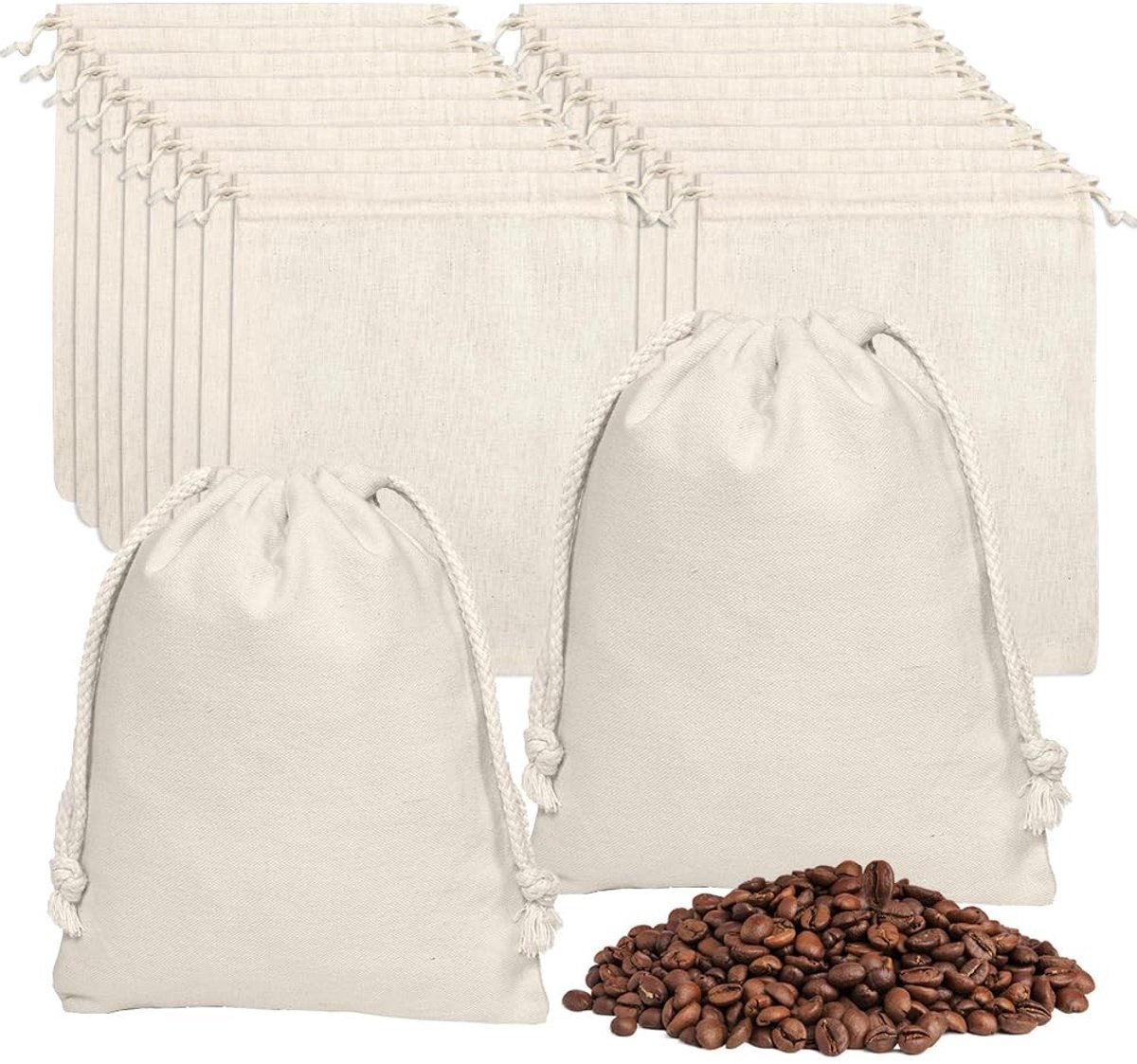 Dailygoods - 20 stuks stoffen zakjes met trekkoord, 15 x 20 cm linnen zakjes, doe-het-zelf stoffen zakjes om te beschilderen, cadeauzakjes, jute zakjes, katoenen zakjes voor souvenir, bruiloft, feest, Halloween,