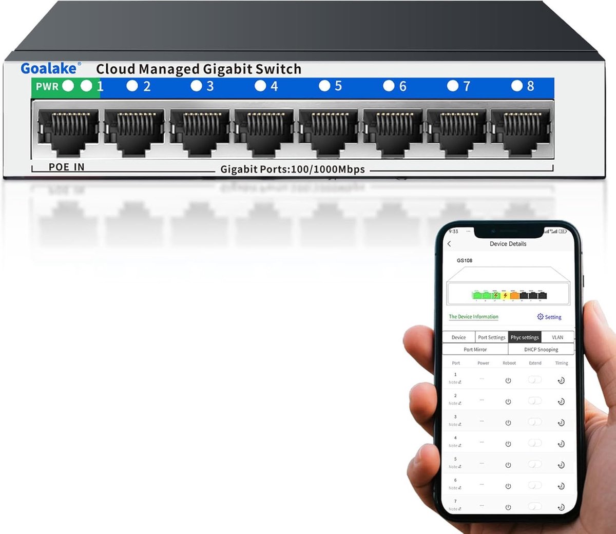 8-poorts Gigabit Ethernet Managed Switch voor Netwerkbeheer - Plug & Play - Cloud Management