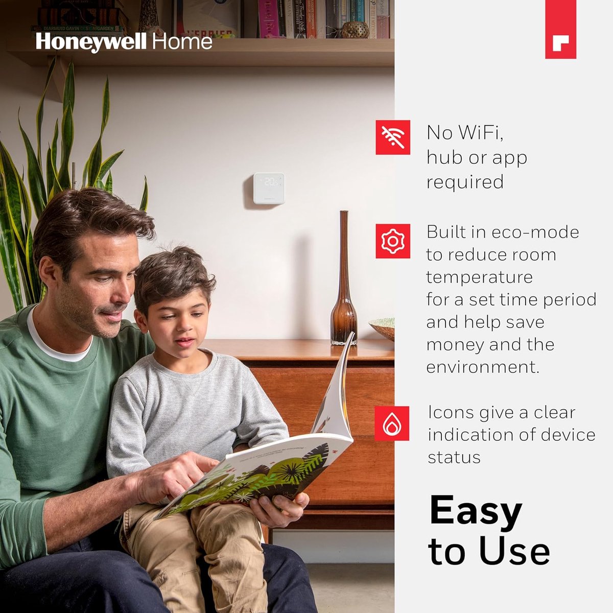 Thijox - Honeywell Home DT3 Bedrade Thermostaat - Ruimtethermostaat voor Verwarmingsregeling - Energiezuinige LED - Wit - Eenvoudig in Gebruik - Moder – foto 3