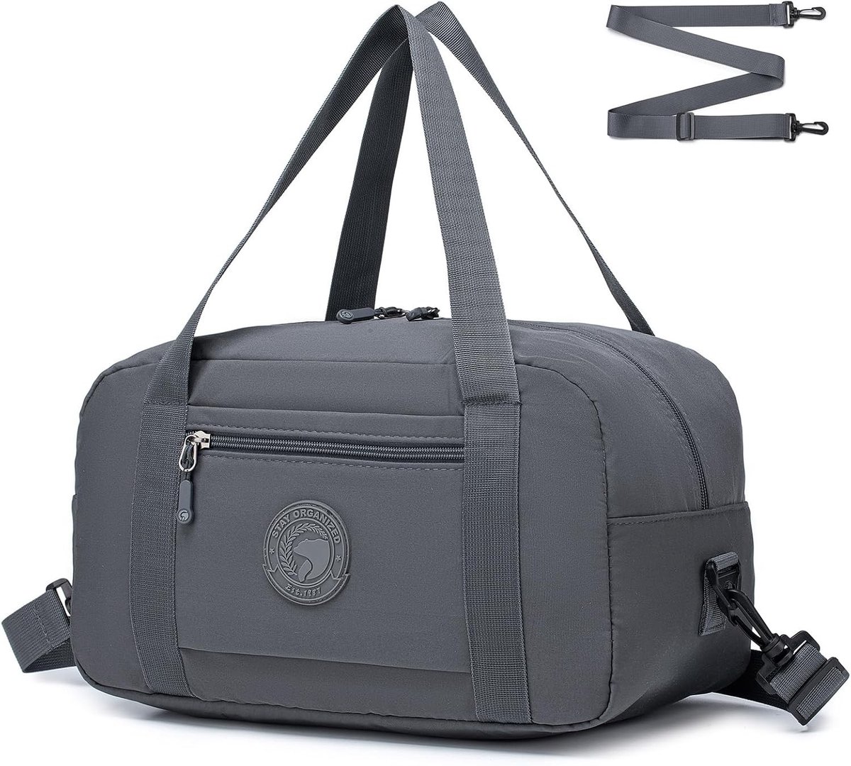 Kleine Reistas voor Handbagage 35x20x20cm, Waterdichte Weekendtas, Ideaal voor Ryanair en Fitness, Grijs, 14L Duffle Bag