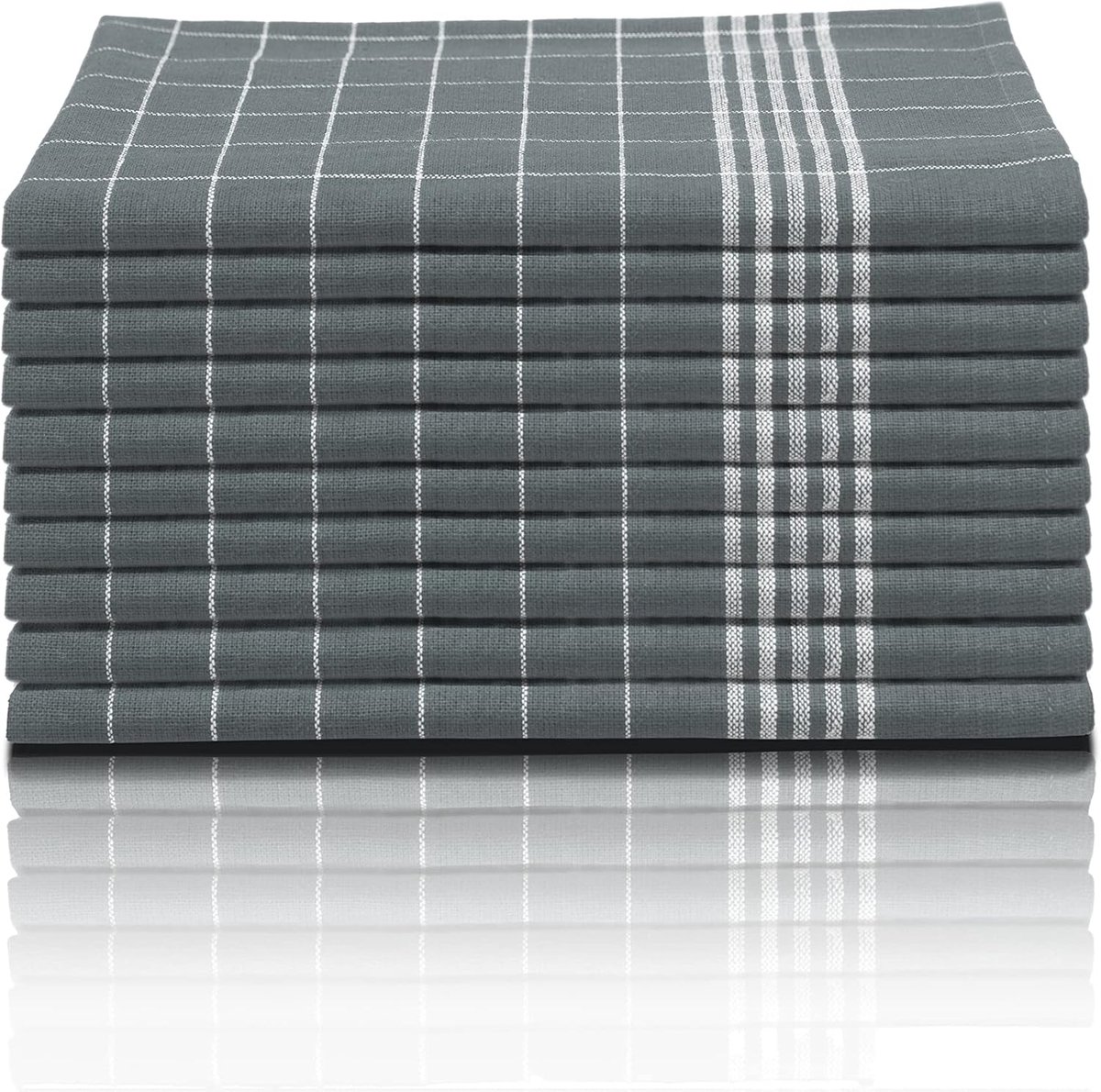 SnelShoppen - 10x Theedoeken/Keukendoeken 50x70 cm - 100% Katoen Oeko-TEX Standaard 100 - Grijs - Voorgewassen - Ideaal voor Keuken en Afwas