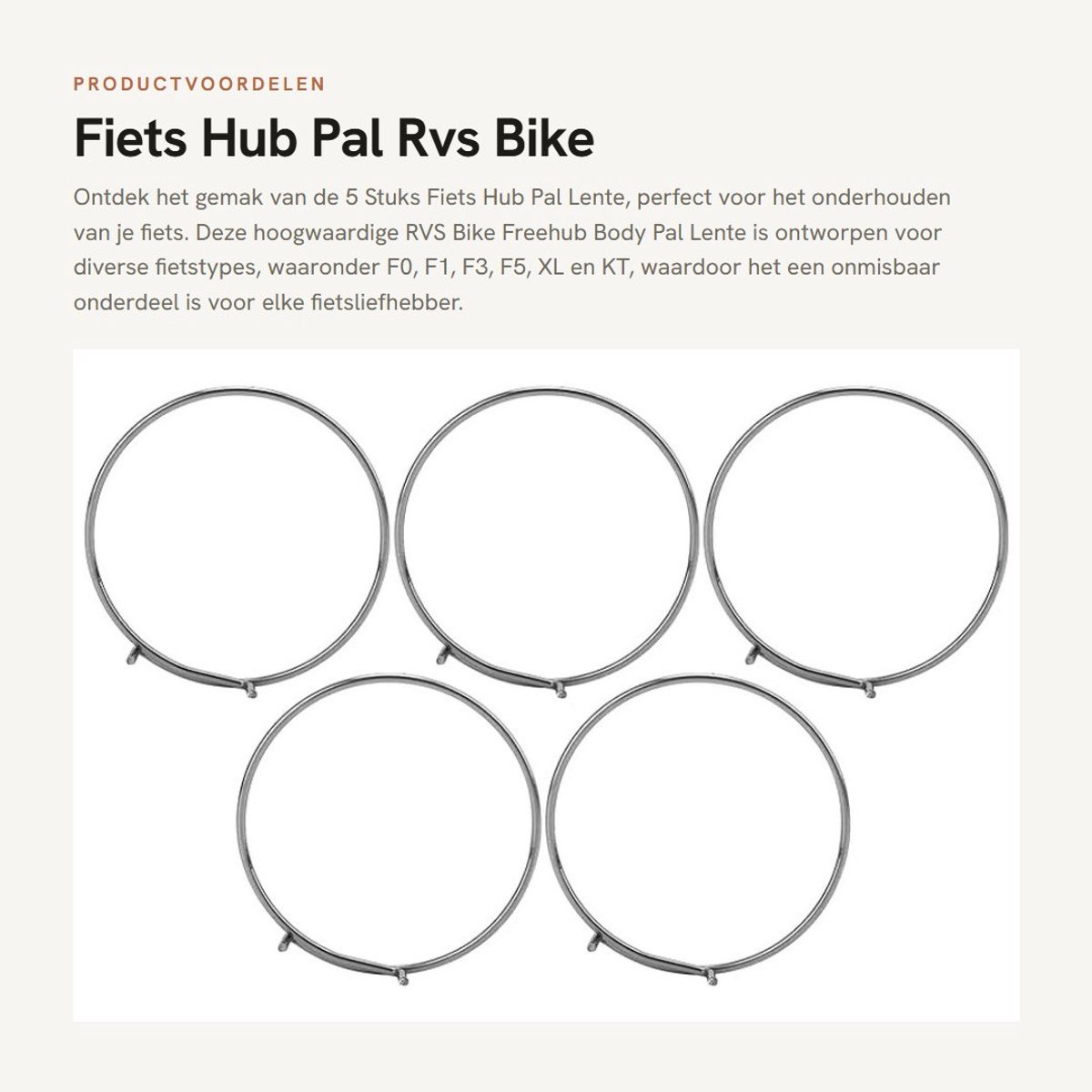 Dailygoods- Fiets Hub Pal - 5 Stuks - Roestvrij Staal - Duurzaam - Slijtvast - Buitendiameter 26 mm - Geschikt voor Draaipunt F0/F1/F3/F5/XL/KT - Naafveer