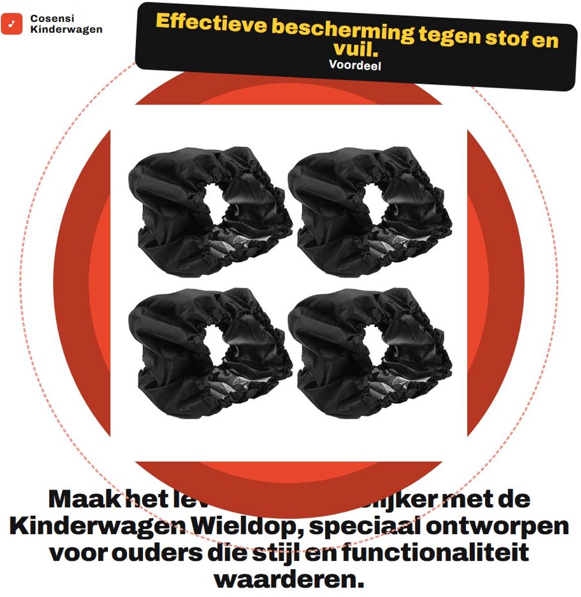Inovra- Wieldop Kinderwagen 4 Stuks - Oxford Stof - Wieldop voor Kinderwagen - Wielbeschermer - Stofdicht - Delicaat Ontwerp - Wielcover