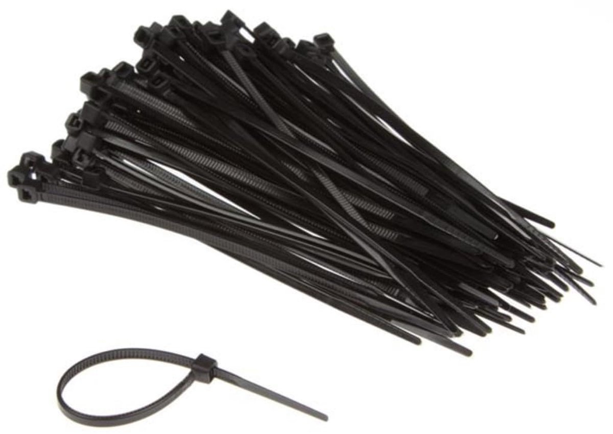 Thijox - Kabelbinders Nylon Zwart 100 Stuks - UV-bestendig, 100 x 2,5 mm, Zelfvergrendelend, Tot 8 kg Trekkracht, Perfect voor Kabelmanagement Binnen