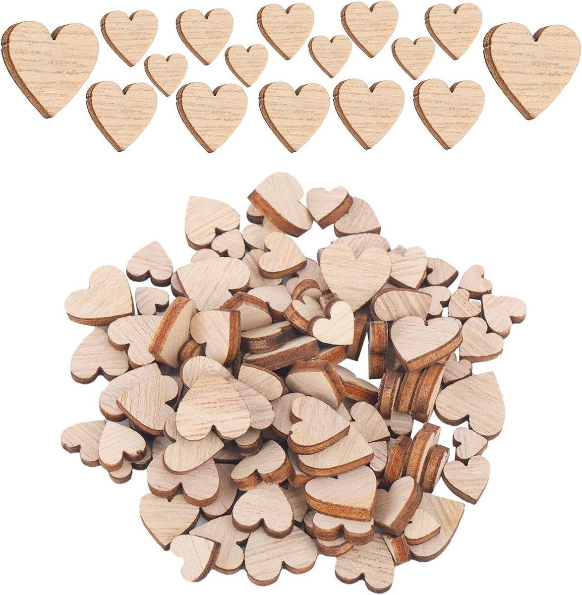 Houten Hartjes voor Knutselen - 100 Stuks Onbehandelde Hartvormige Labels voor DIY Decoraties, Verjaardag, Valentijn en Bruiloft