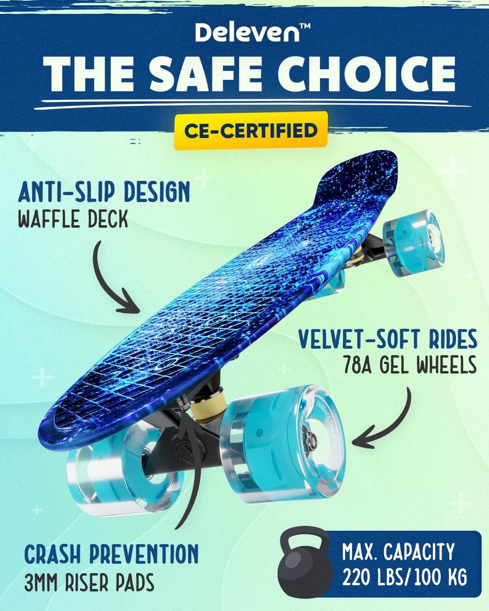 Dailygoods- Skateboard Mini Cruiser 56cm - Antislip Dek - LED Verlichte Wielen / Normale Wielen - Aluminium Trucks - ABEC-9-Bearings - Inclusief Gratis T-Tool