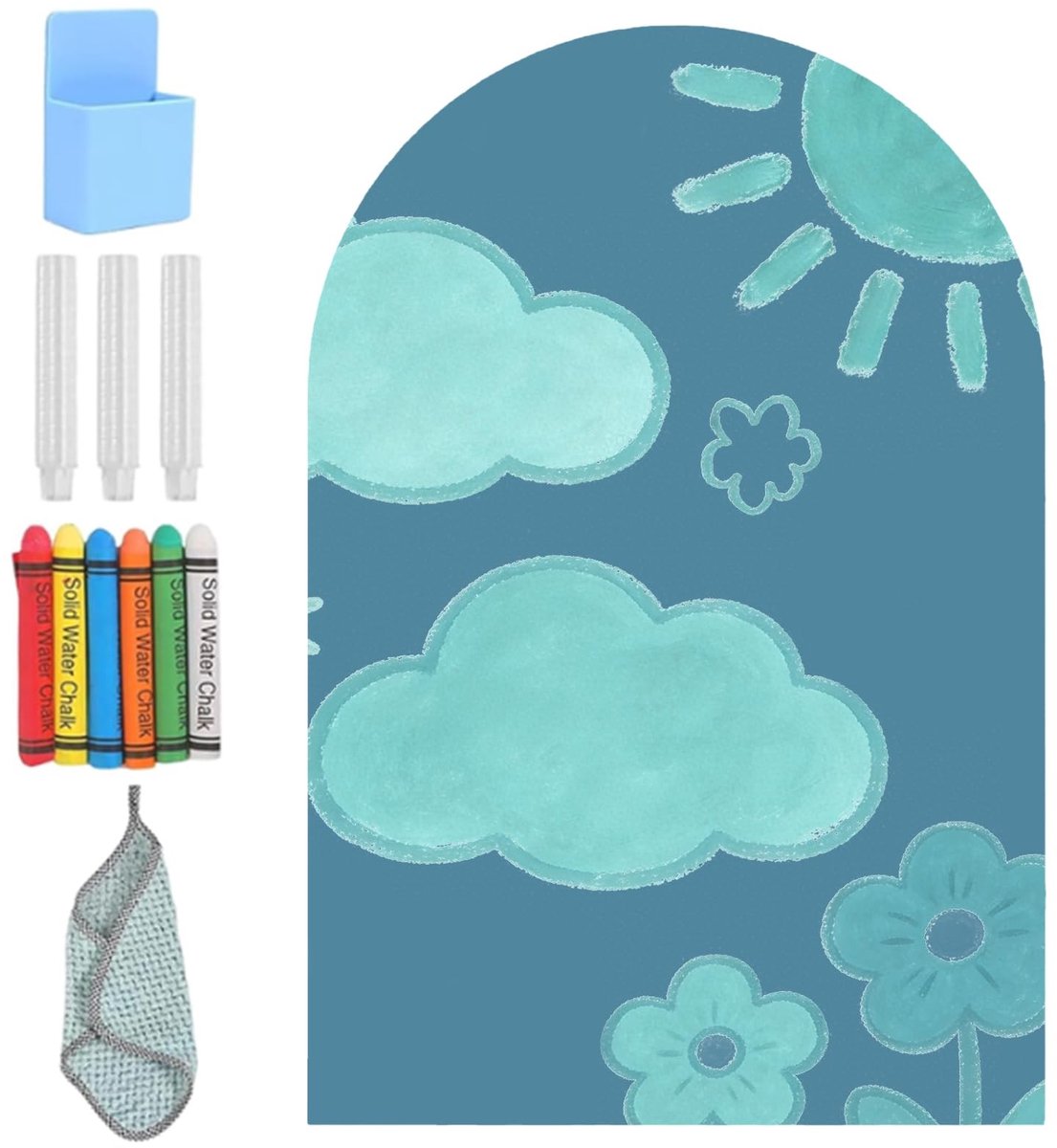 Dailygoods- Magneetbord 3-in-1 - Magnetisch Tekenbord - Zelfklevend - Duurzaam PET-materiaal - Krijtbord - Wanddecoratie voor Kinderen - Magnetisch Bord