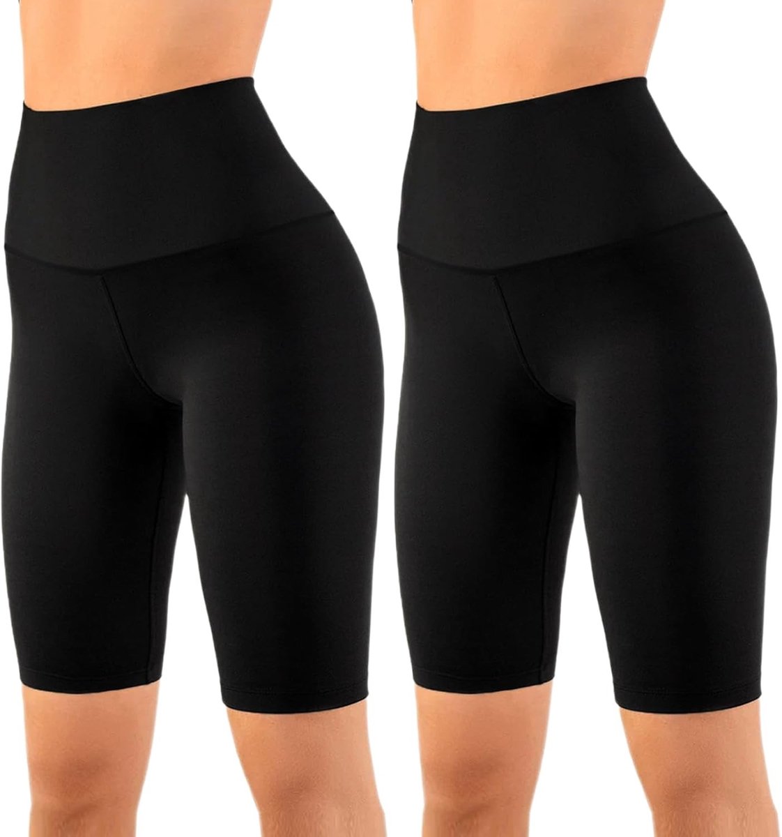Set van 2 Dames Yoga Shorts, Hoge Taille Fietsshorts, Sportieve Hardloopshorts voor Fitness en Yoga