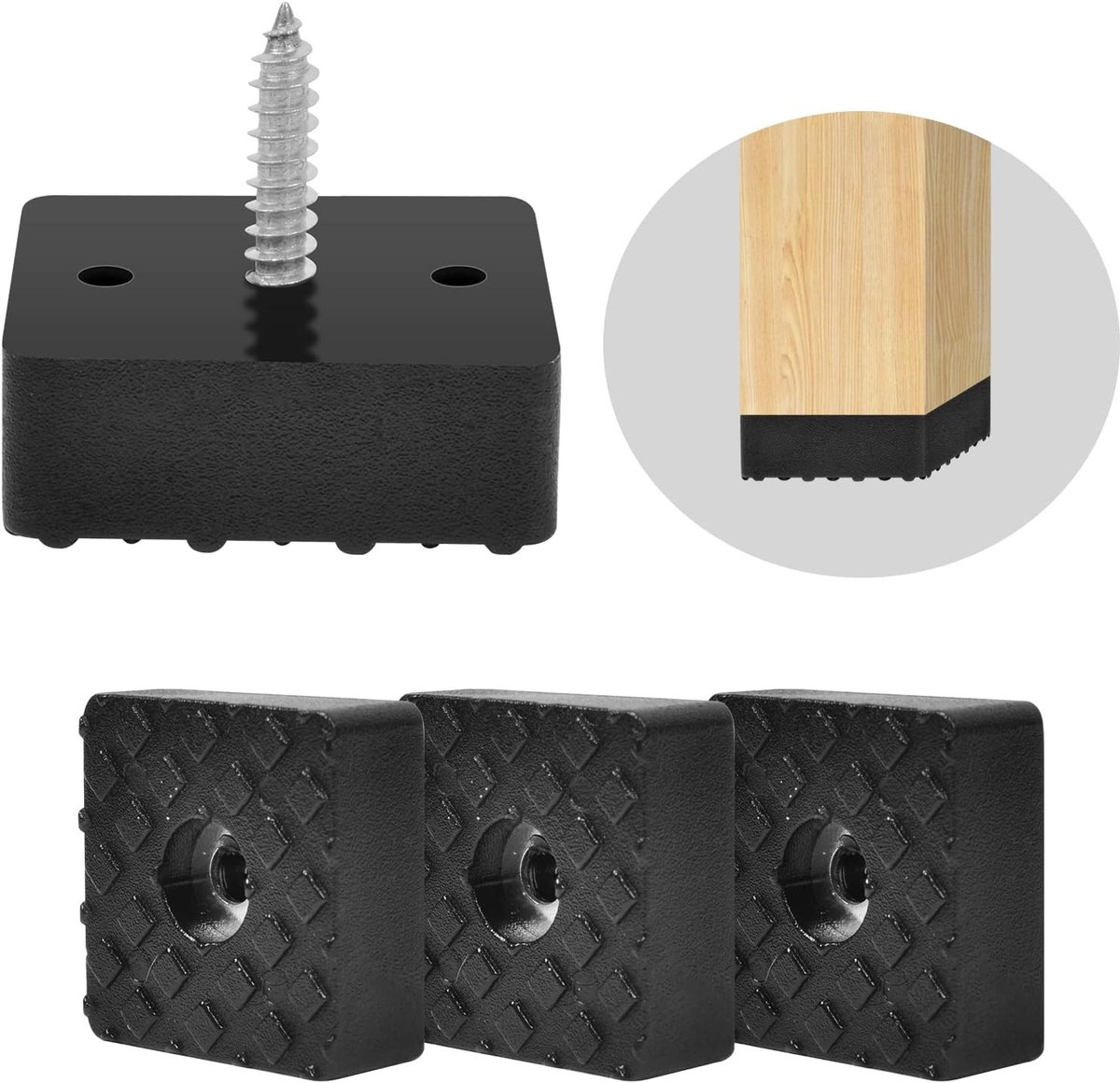 20 Stuks Rubber Voetdoppen voor Meubels, Vierkante Antislip Beschermers voor Tuinstoelen e