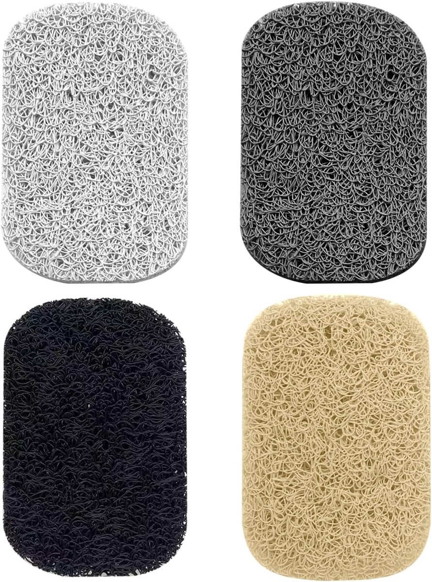 Set van 4 Herbruikbare Loofah Zeepbakjes - Antislip, Eco-vriendelijk, Sneldrogend, Ideaal voor Badkamer en Keuken