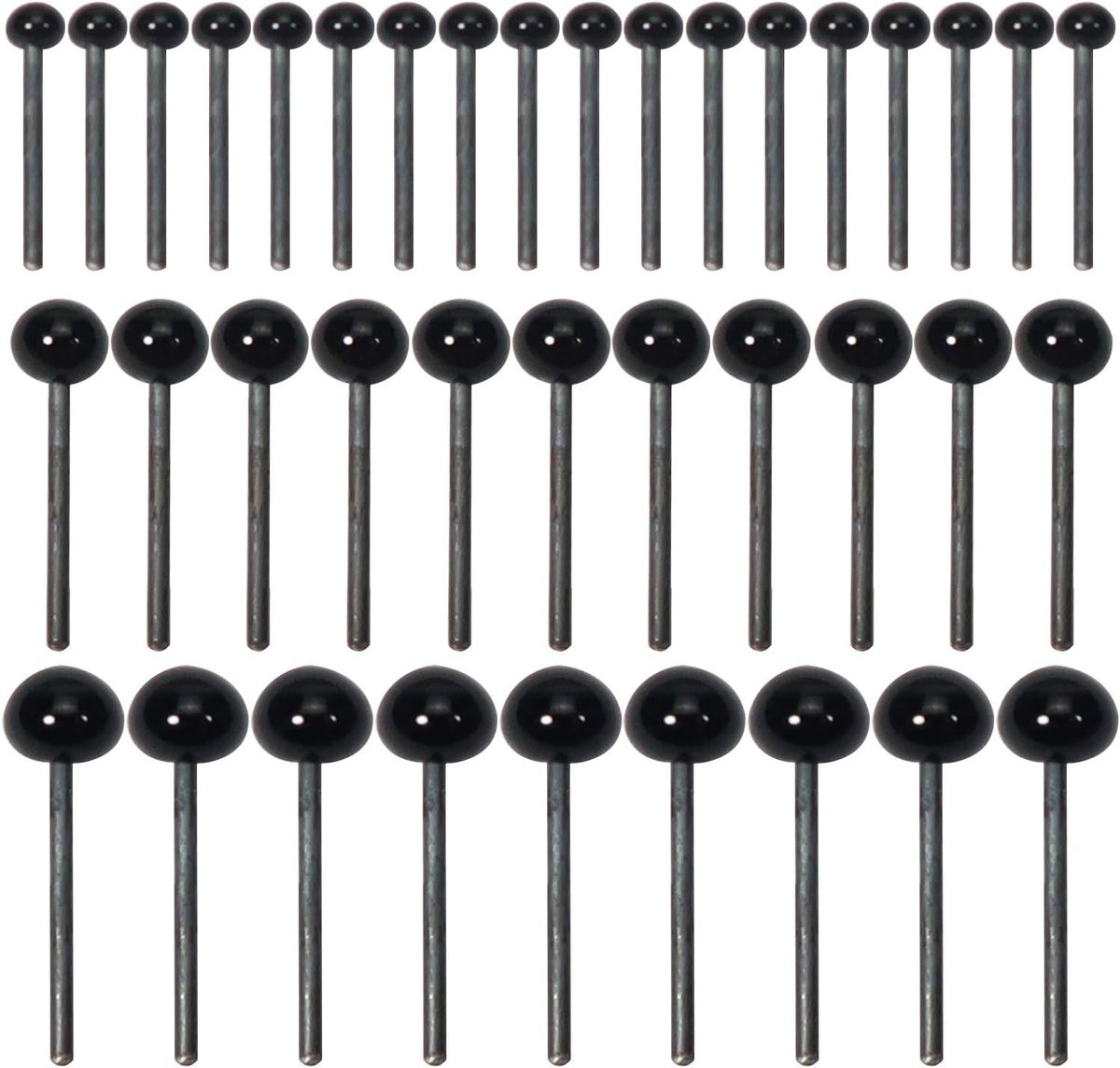 300 Stuks Kleine Veiligheidsogen Zwarte Glazen Ronde 2mm 3mm 4mm voor Poppen, Knuffels en Handgemaakte Creaties