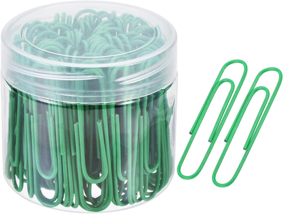 200 Stuks Paperclips voor Kantoor, Creatief Gebruik en Thuis | Glad en Duurzaam, Ideaal voor Organisatie en Documentbeheer (Groen, 5.5 cm)