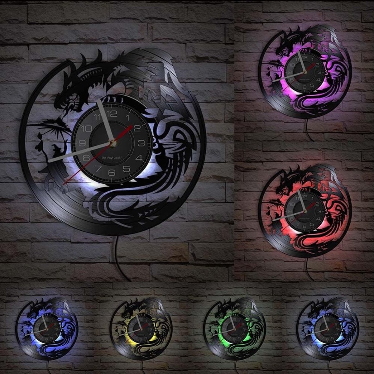 Vloerklok met Vliegende Draak in de Lucht en Afstandsbediening LED Verlichting voor Anime Fans en Decoratie