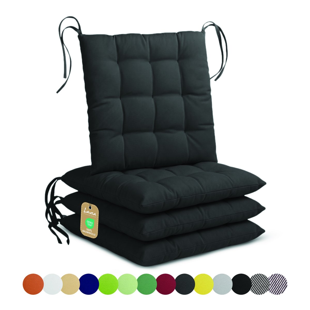 Lavea® Stoelkussens 40x40 cm, Set van 4 – Zitkussen & Stoelpads voor Binnen en Buiten – Comfortabel, Wasbaar en Duurzaam – Antraciet