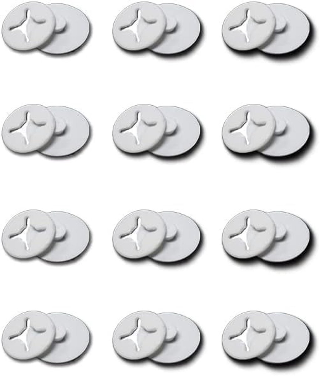 Montageknoppen voor Vliegenramen, Insectenbescherming, Muggennet, Geen Boren, Plastic Knoppen (Wit, Verpakking van 12)