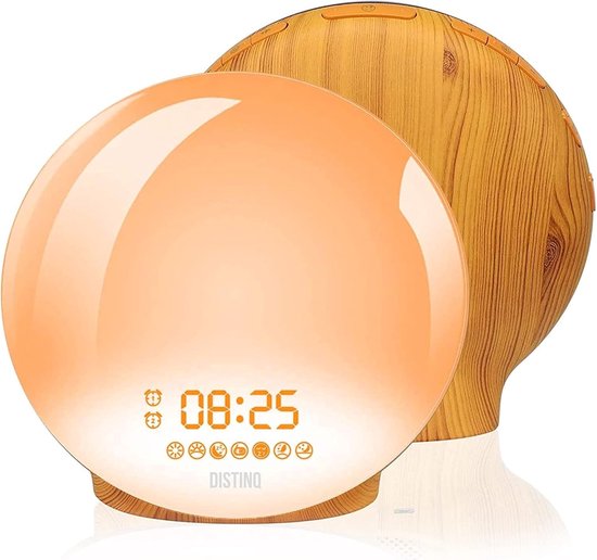 Wake-Up Light - Wekkerradio met licht - Rustig Ontwaken - Dubbele wektijd - 14 Kilogram - Houtkleurig van Wake-up Light — afbeelding 4