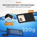 Zwarte DRIIV waterdichte telefoonhoes met drijvend vermogen tot 360g, met schuimvulling.