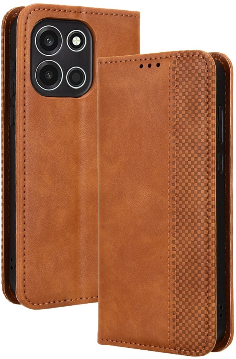 Coverup Hoesje - Geschikt voor OnePlus Nord 6 Hoesje - Coverup Vintage Style Book Case - Bruin