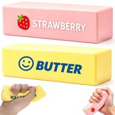 Butter Squishy Fidget Set – 2 Stuks Zacht Knijpspeeltje – Langzaam Terugverend – Ideaal Tegen Stress – Voor Thuis, Werk Of Onderweg