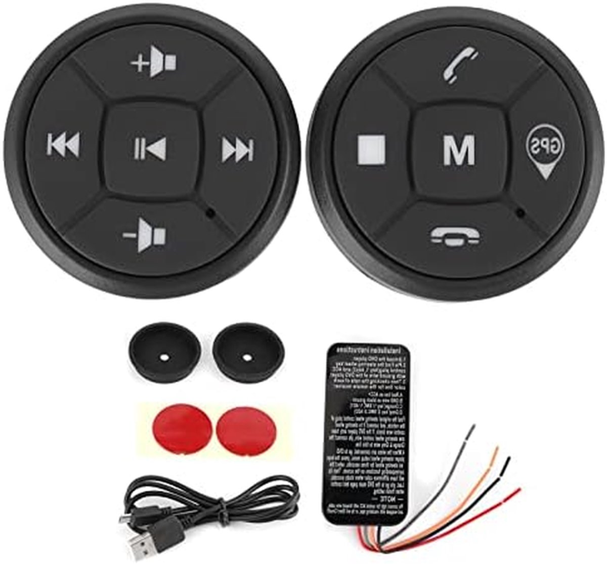 Draadloze Media Knop - Stuurwiel Controller - Autoradio Bediening - Bluetooth Connectie - Compact Formaat - Zwart