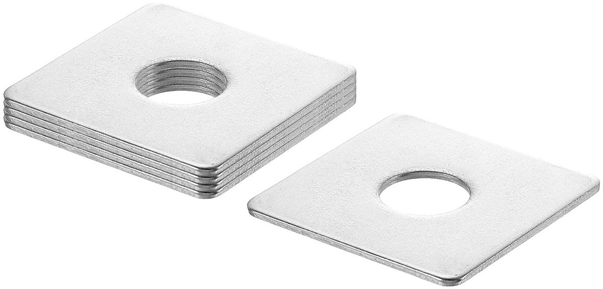 5 stuks 5 cm vierkante plaatonderleggers voor 16 mm schroeven, 304 roestvrijstalen lagerplaten-vlakke schijven, buitenconstructie (3 mm dik)