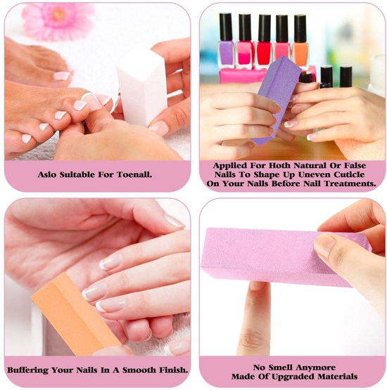 Buffer voor nagels, 9,5 x 2,5 x 2,5 cm, 120 korrel nagelbuffer, 4 kleuren buffer voor gelnagels, professionele nagelbuffer manicure-gereedschap voor gelnagels, acrylnagels of natuurlijke gel — afbeelding 5