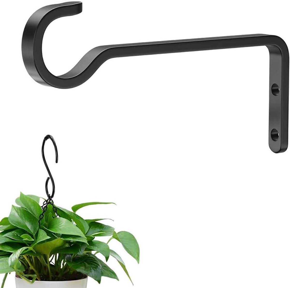 Plantenhaak - Wandhaak - Decoratie Ophangen - Smeedijzer Robuust - 18 cm - Zwart