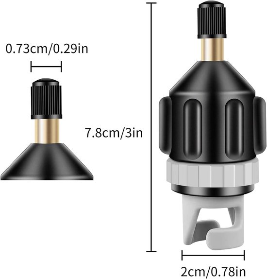 SUP Pomp Adapter - Boot Klep Verloop - Sneller Vullen - Universele Aansluiting - Compact Formaat - Zwart — afbeelding 3