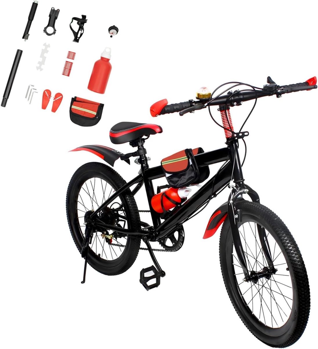 Kinderfiets Mountainbike sfiets Actief Buiten Spelen 7 Versnellingen 20 Inch Wielmaat Rood