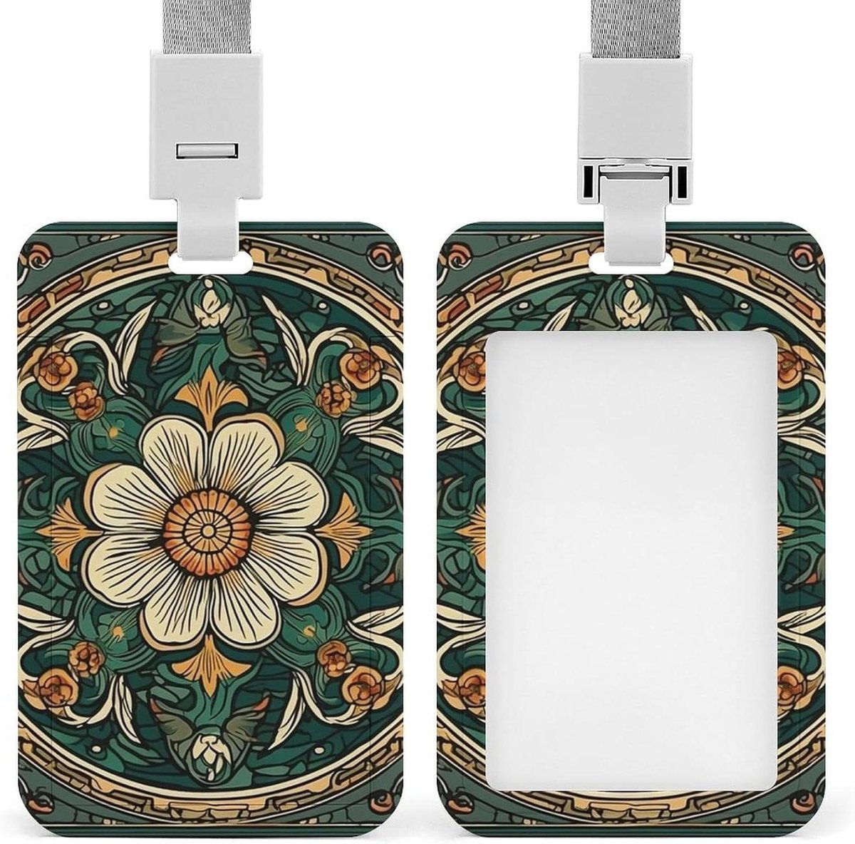 ID-badgehouder - Naamplaatje houder - Werkidentificatie Tonen - Afneembaar koord - Verticaal 6.9x10.9 cm - Groen Zwart