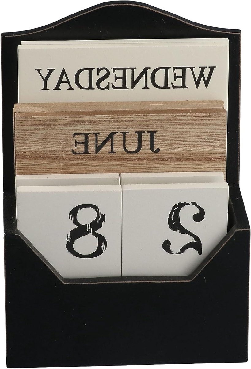 Houten Kalender - Bureau Kalender - Tafel Decoratie - Eeuwigdurend Herbruikbaar - 15 x 10 cm - Houtkleur